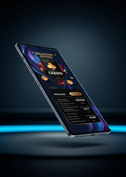 Visuel lumineux du bonus d'inscription de Nirvana Casino, offrant un doublement de dépôt et des tours gratuits aux nouveaux joueurs.